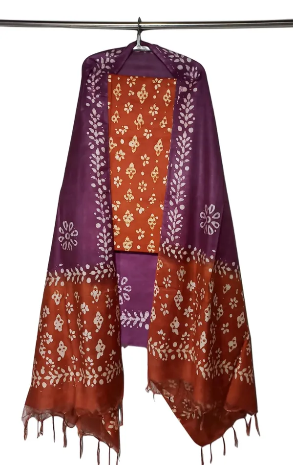 Rust_Cotton_Silk_Batik_Print_Unstitched_Salwar_Suit_Dress_Material_With_Dupatta_For_Women