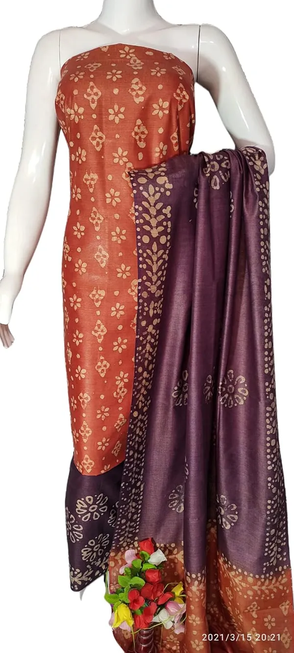 Rust_Cotton_Silk_Batik_Print_Unstitched_Salwar_Suit_Dress_Material_With_Dupatta_For_Women