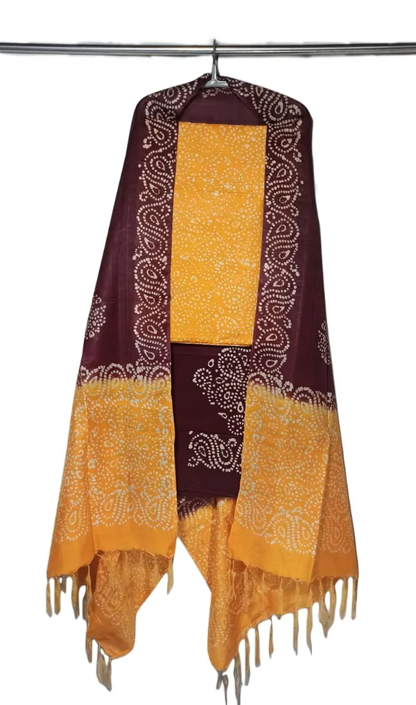 Yellow_Katan_Silk_Handcrafted_Batik_Print_Unstitched_Salwar_Suit_Dress_Material_With_Dupatta_For_Women