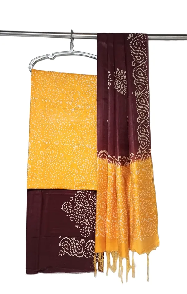 Yellow_Katan_Silk_Handcrafted_Batik_Print_Unstitched_Salwar_Suit_Dress_Material_With_Dupatta_For_Women