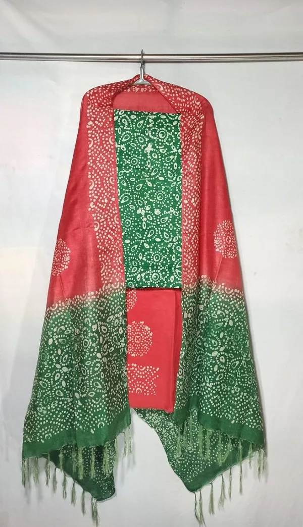 Green_Katan_Silk_Handcrafted_Batik_Print_Unstitched_Salwar_Suit_Dress_Material_With_Dupatta_For_Women