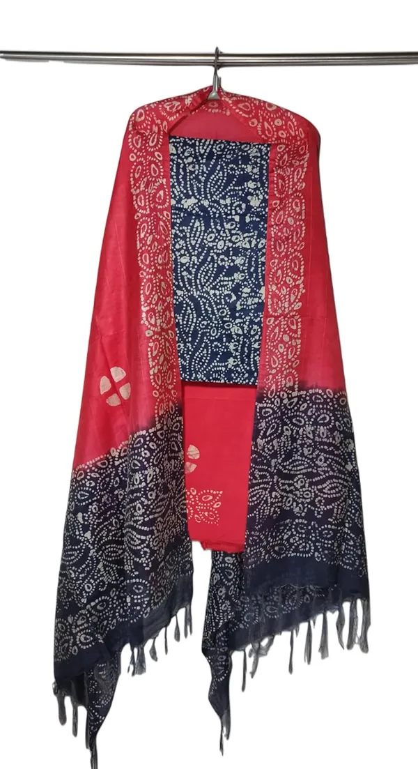 Blue_Beautifull_Cotton_Silk_Handcrafted_Batik_Print_Unstitched_Salwar_Suit_Dress_Material_With_Dupatta_For_Women