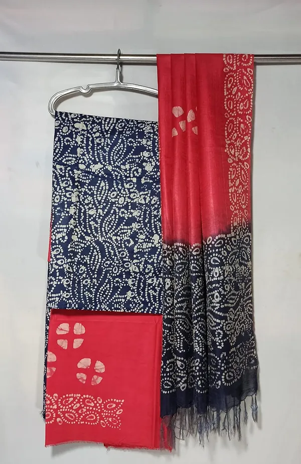 Blue_Beautifull_Cotton_Silk_Handcrafted_Batik_Print_Unstitched_Salwar_Suit_Dress_Material_With_Dupatta_For_Women