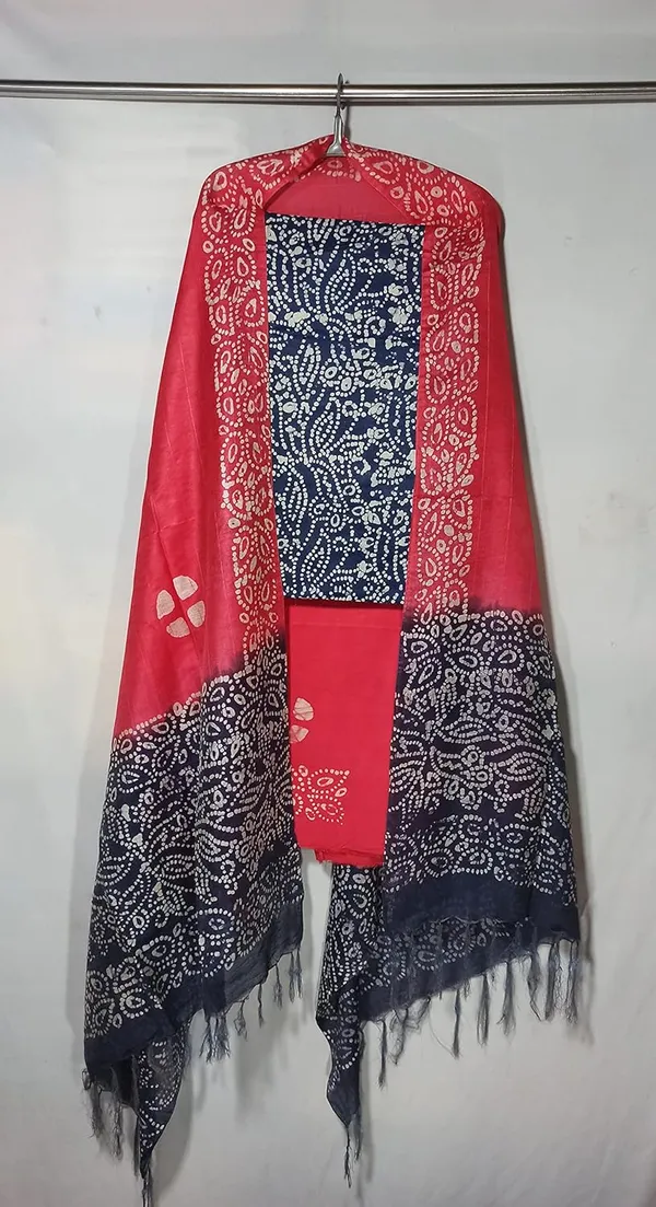 Blue_Beautifull_Cotton_Silk_Handcrafted_Batik_Print_Unstitched_Salwar_Suit_Dress_Material_With_Dupatta_For_Women