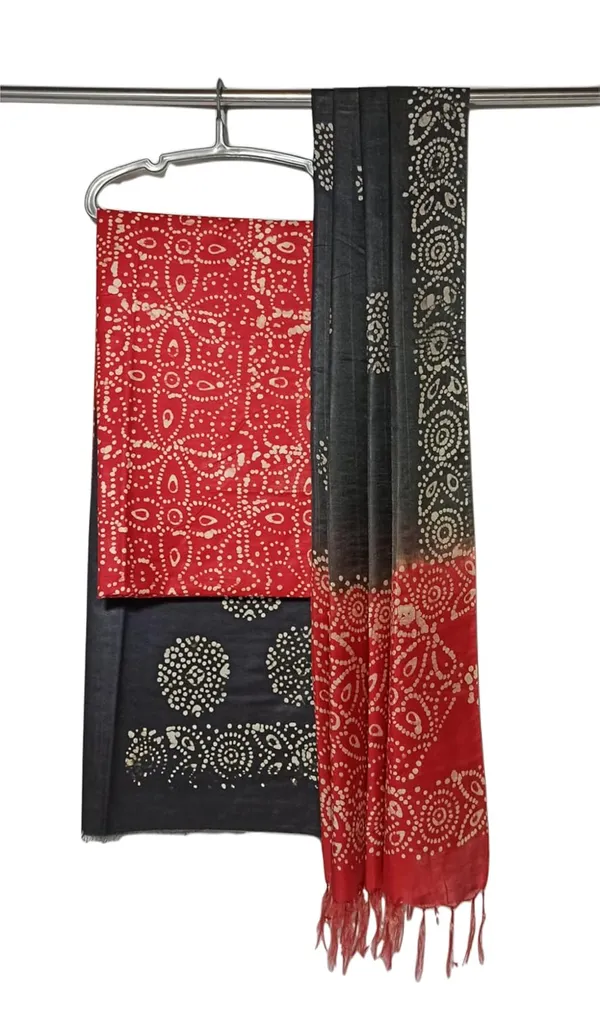 Red_&_Black_Katan_Silk_Handcrafted_Batik_Print_Unstitched_Salwar_Suit_Dress_Material_With_Duputta_For_Women