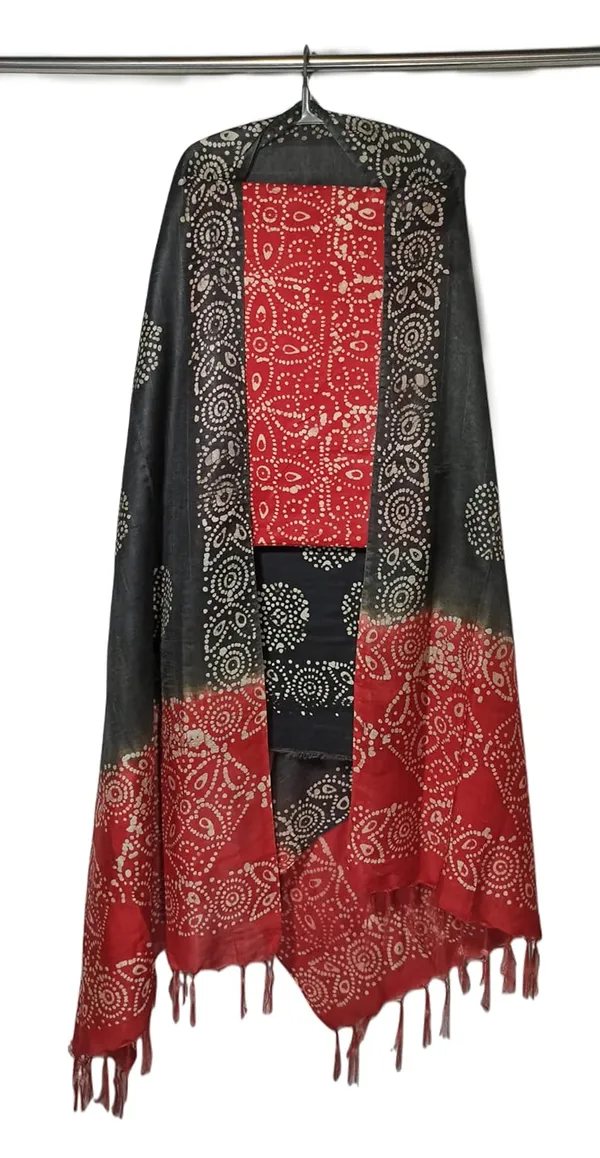 Red_&_Black_Katan_Silk_Handcrafted_Batik_Print_Unstitched_Salwar_Suit_Dress_Material_With_Duputta_For_Women