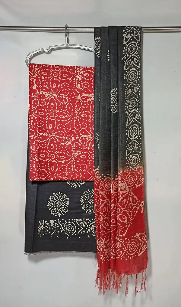Red_&_Black_Katan_Silk_Handcrafted_Batik_Print_Unstitched_Salwar_Suit_Dress_Material_With_Duputta_For_Women