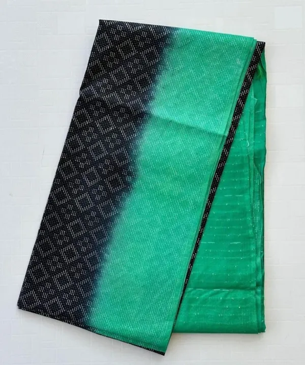 Black_&_Green_Handwoven_Threads_Weaving_Semi_Tussar_Soft_Silk_Saree_With_Atteched_Blouse_Piece_For_Women