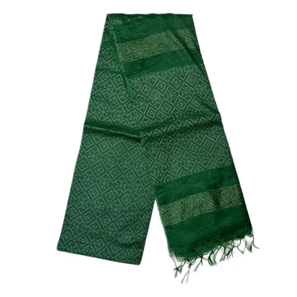 Green_Handwoven_Threads_Weaving_Semi_Tussar_Soft_Silk_Saree_With_Atteched_Blouse_Piece_For_Women
