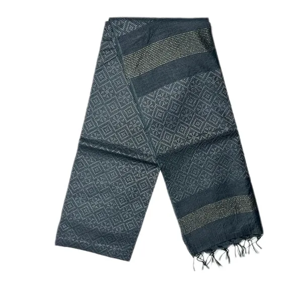 Grey_Handwoven_Threads_Weaving_Semi_Tussar_Soft_Silk_Saree_With_Atteched_Blouse_Piece_For_Women