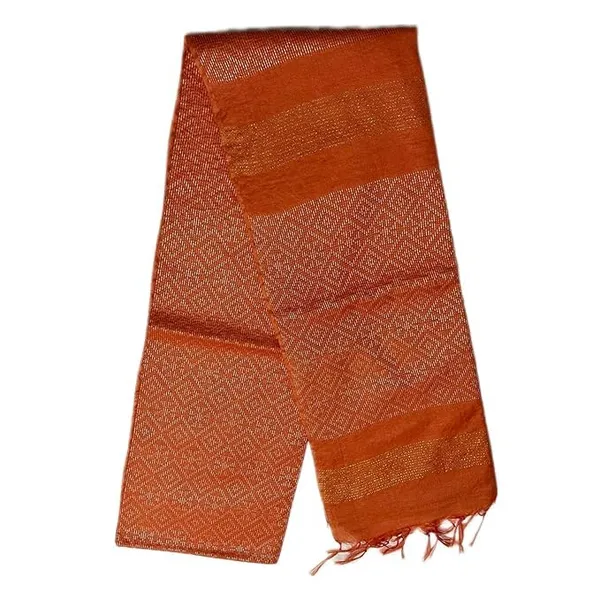 Orange_Handwoven_Threads_Weaving_Semi_Tussar_Soft_Silk_Saree_With_Atteched_Blouse_Piece_For_Women