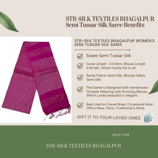 Pink_Handwoven_Threads_Weaving_Semi_Tussar_Soft_Silk_Saree_With_Atteched_Blouse_Piece_For_Women