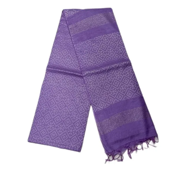 Purple_Handwoven_Threads_Weaving_Semi_Tussar_Soft_Silk_Saree_With_Atteched_Blouse_Piece_For_Women