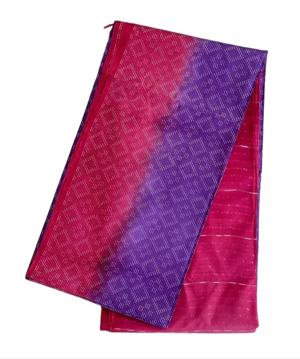 Red_&_Purple_Handwoven_Threads_Weaving_Semi_Tussar_Soft_Silk_Saree_With_Atteched_Blouse_Piece_For_Women