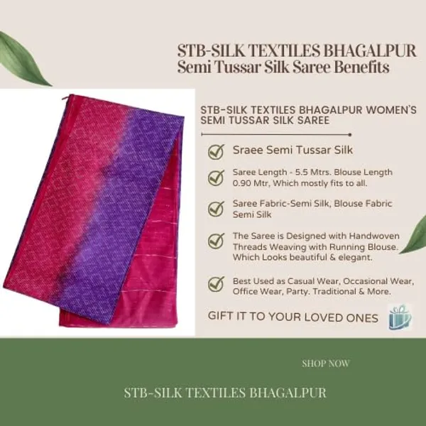 Red_&_Purple_Handwoven_Threads_Weaving_Semi_Tussar_Soft_Silk_Saree_With_Atteched_Blouse_Piece_For_Women