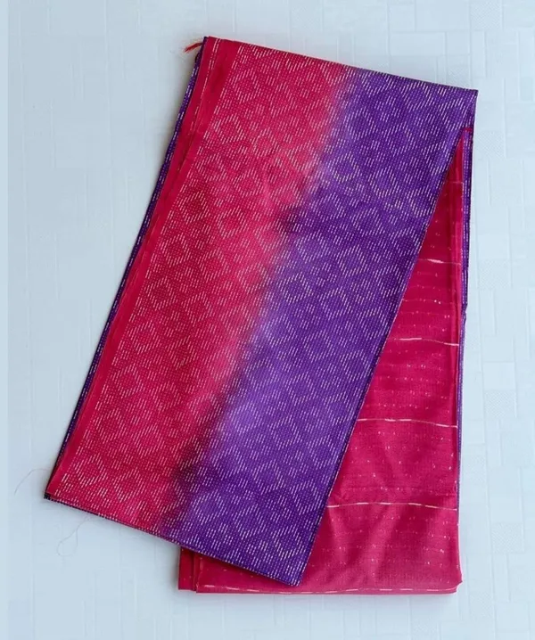 Red_&_Purple_Handwoven_Threads_Weaving_Semi_Tussar_Soft_Silk_Saree_With_Atteched_Blouse_Piece_For_Women