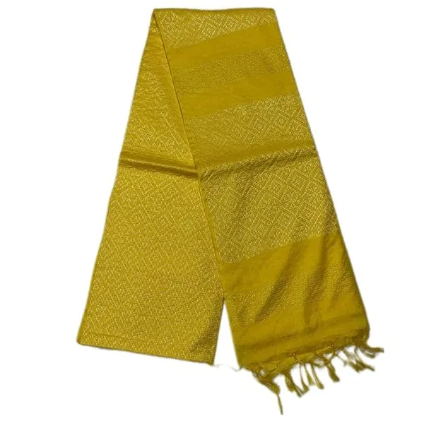 Yellolw_Handwoven_Threads_Weaving_Semi_Tussar_Soft_Silk_Saree_With_Atteched_Blouse_Piece_For_Women