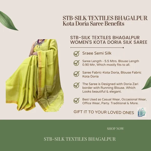 Yellow_Bhagalpuri_Pure_Kota_Doria_Silk_Saree_With_Small_Zari_Boder_With_Banswara_Silk_Pallu_For_Women