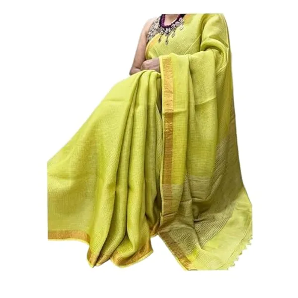 Yellow_Bhagalpuri_Pure_Kota_Doria_Silk_Saree_With_Small_Zari_Boder_With_Banswara_Silk_Pallu_For_Women