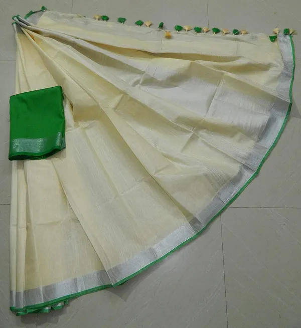 Women's_Linen_Slub_Saree_With_Contrast_Blouse_Piece