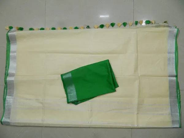 Women's_Linen_Slub_Saree_With_Contrast_Blouse_Piece