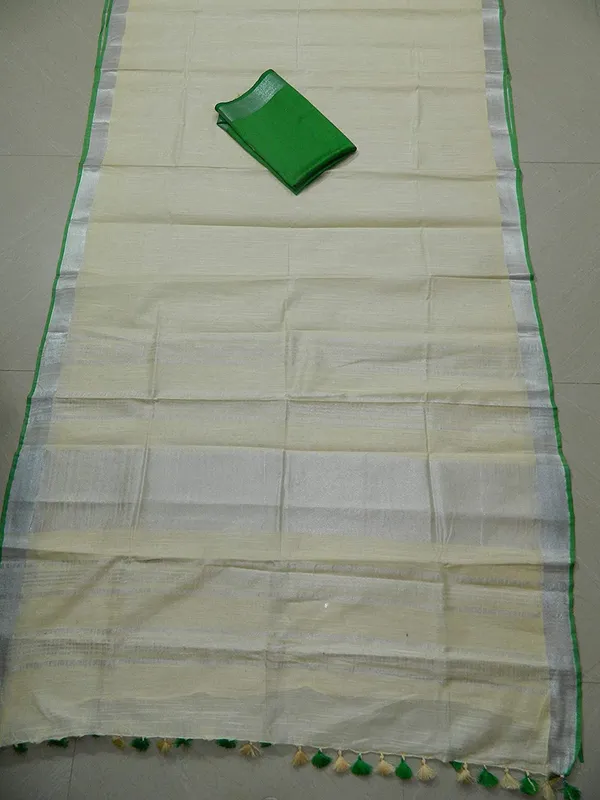Women's_Linen_Slub_Saree_With_Contrast_Blouse_Piece