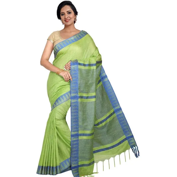 Firozy_Green_Bhagalpuri_Silk_Saree_With_Running_Blouse_Piece_For_Women