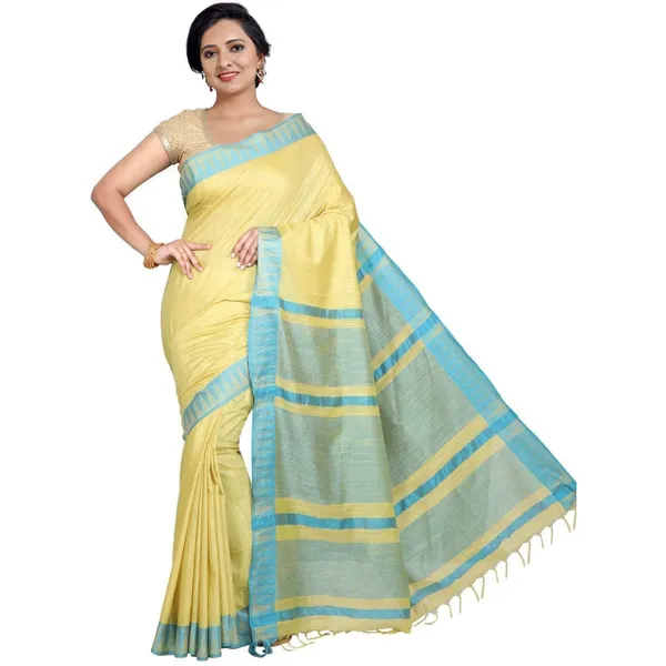 Firozy_Yellow_Bhagalpuri_Silk_Saree_With_Running_Blouse_Piece_For_Women
