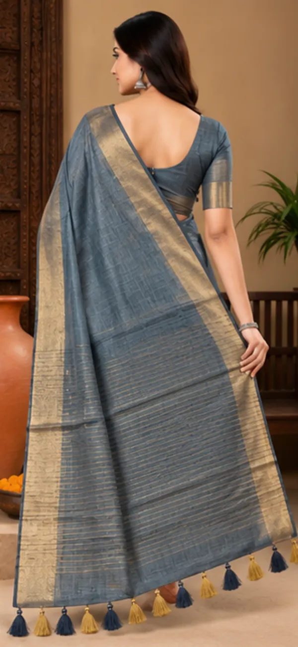Grey_Bhagalpuri_Linen_Silk_Saree_With_Unstitched_Blouse_Piece_For_Women