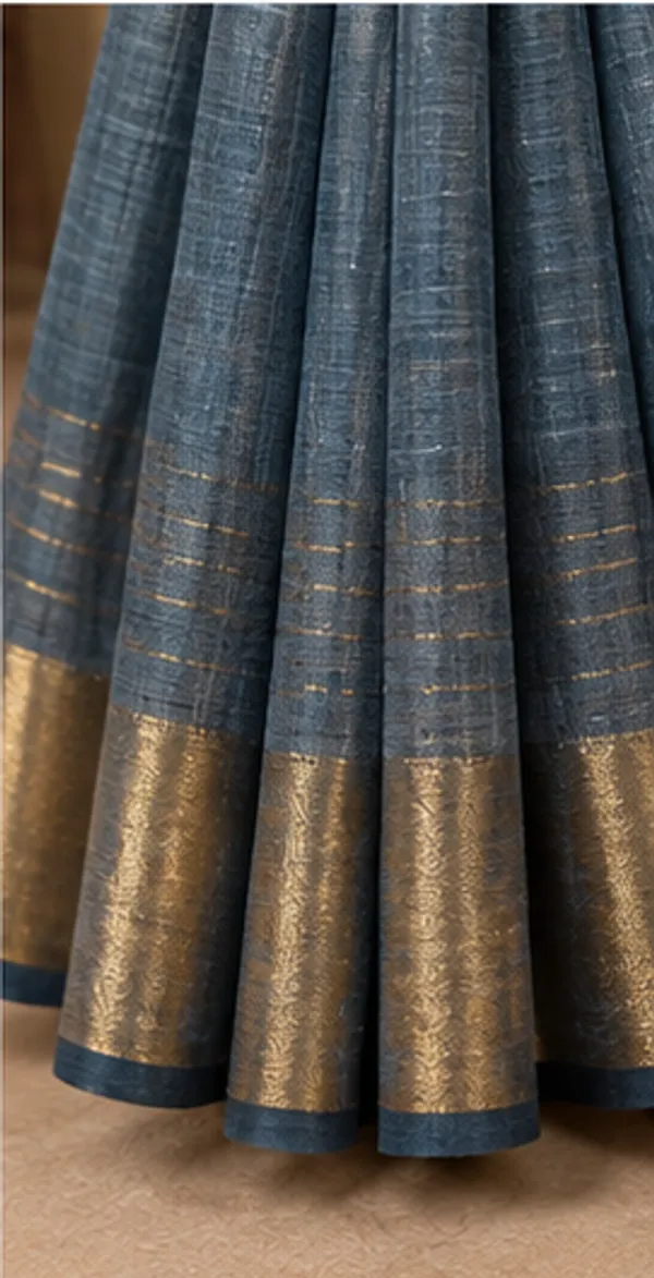 Grey_Bhagalpuri_Linen_Silk_Saree_With_Unstitched_Blouse_Piece_For_Women