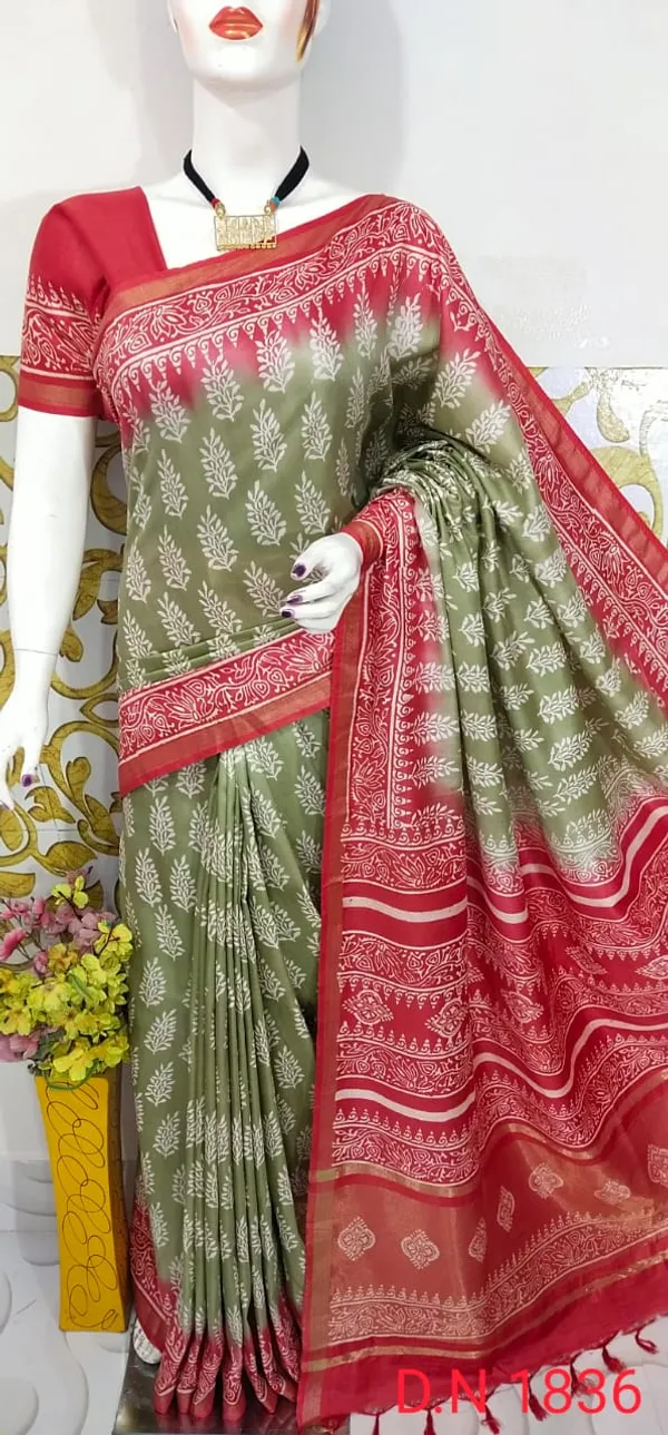 Women's_Semi_tussar_Silk_Duscharge_Print_Saree_With_Running_Blouse_Piece