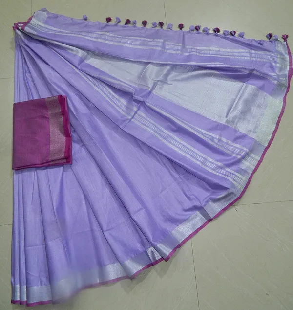 Women's_Linen_Slub_Saree_With_Contrast_Blouse_Piece
