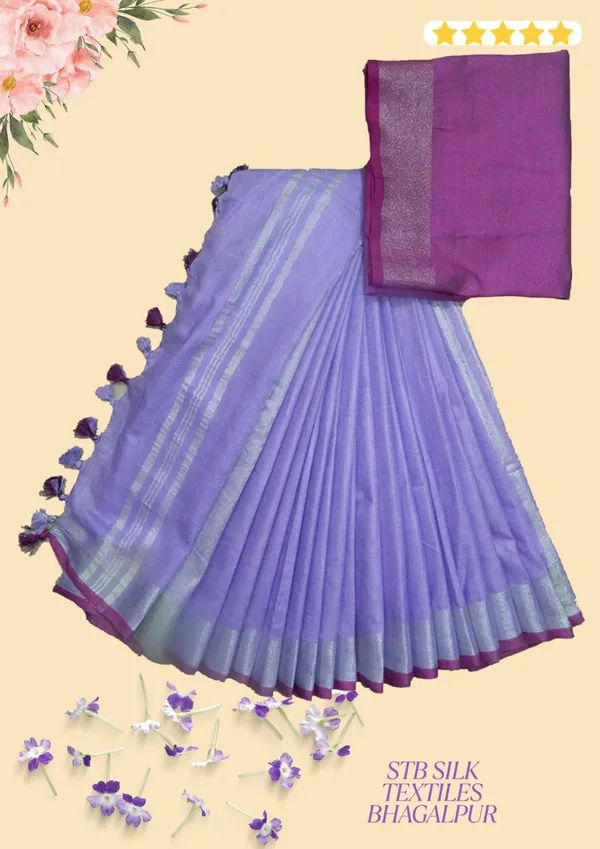 Women's_Linen_Slub_Saree_With_Contrast_Blouse_Piece