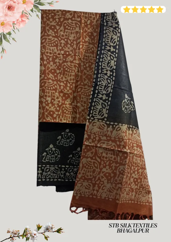 Rust_Cotton_Silk_Batik_Print_Unstitched_Salwar_Suit_Dress_Material_With_Duputta_For_Women