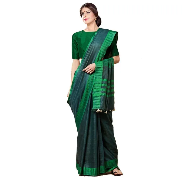 Black_Bhagalpuri_Silk_Saree_With_Running_Blouse_Piece_For_Women