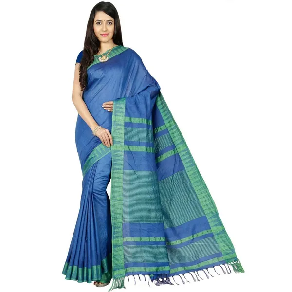 Blue_Bhagalpuri_Silk_Saree_With_Running_Blouse_Piece_For_Women