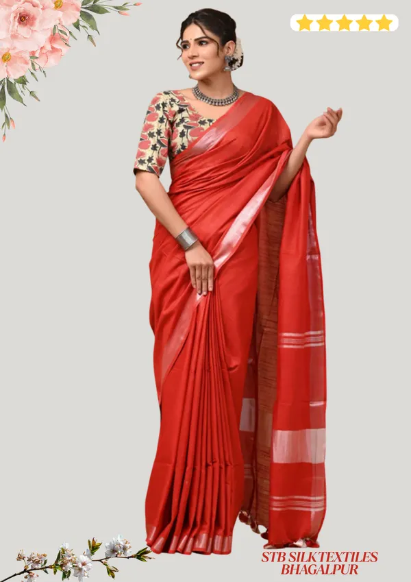 Women's_Linen_Slub_Saree_With_Running_Blouse_Piece
