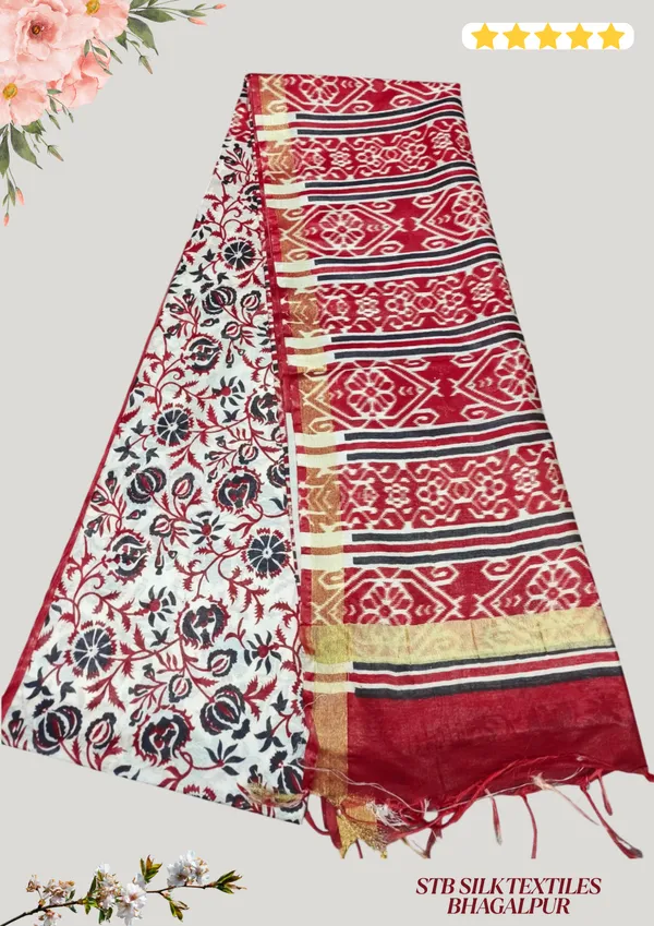 Women's_Semi_Tussar_Silk_Madhubani_Print_Saree_With_Running_Blouse_Piece