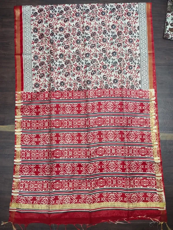 Women's_Semi_Tussar_Silk_Madhubani_Print_Saree_With_Running_Blouse_Piece