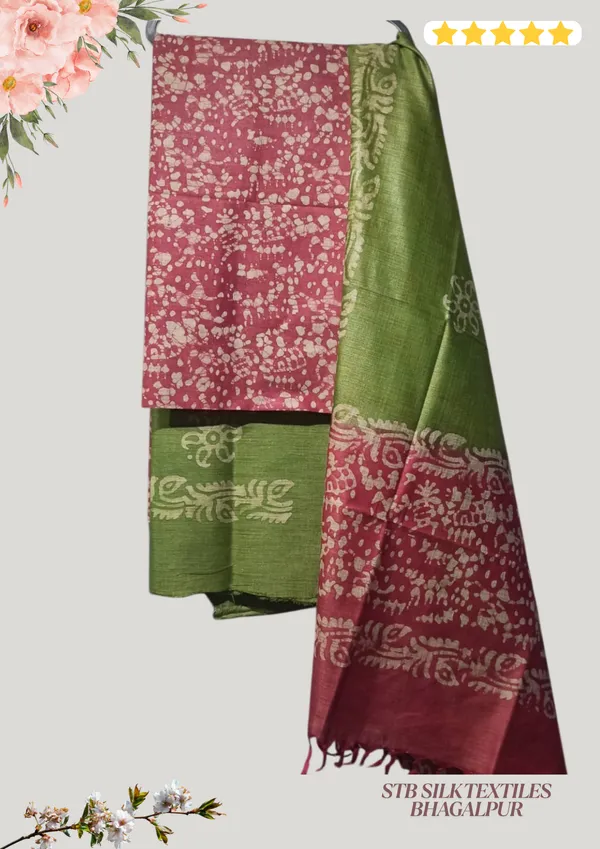 Red_Cotton_Silk_Batik_Print_Unstitched_Salwar_Suit_Dress_Material_With_Dupatta_For_Women