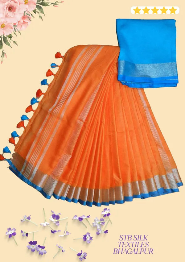 Women's_Linen_Slub_Saree_With_Contrast_Blouse_Piece