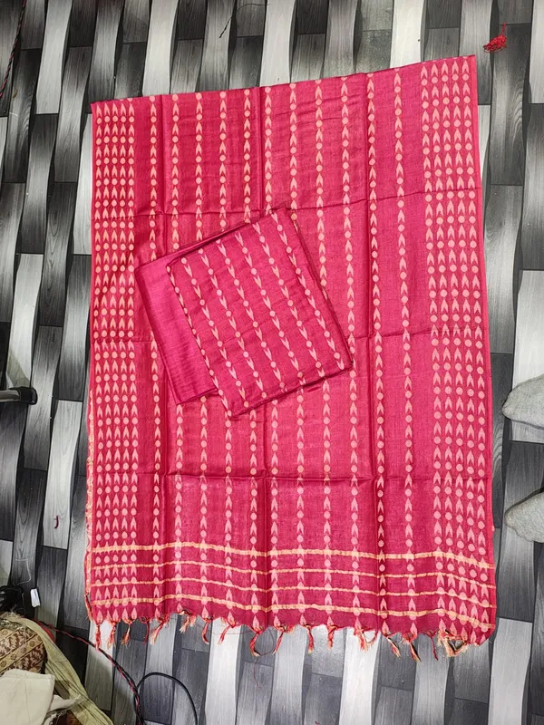 Hand_Weaving_Design_Suit_Piece_Set_Semi_Tussar_Silk_Material_(Dry_Clean_Only)