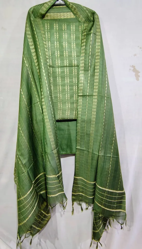 Hand_Weaving_Design_Suit_Piece_Set_Semi_Tussar_Silk_Material_(Dry_Clean_Only)