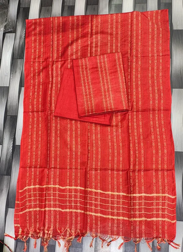 Hand_Weaving_Design_Suit_Piece_Set_Semi_Tussar_Silk_Material_(Dry_Clean_Only)