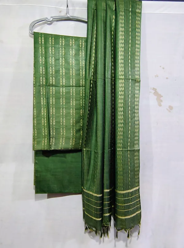Hand_Weaving_Design_Suit_Piece_Set_Semi_Tussar_Silk_Material_(Dry_Clean_Only)