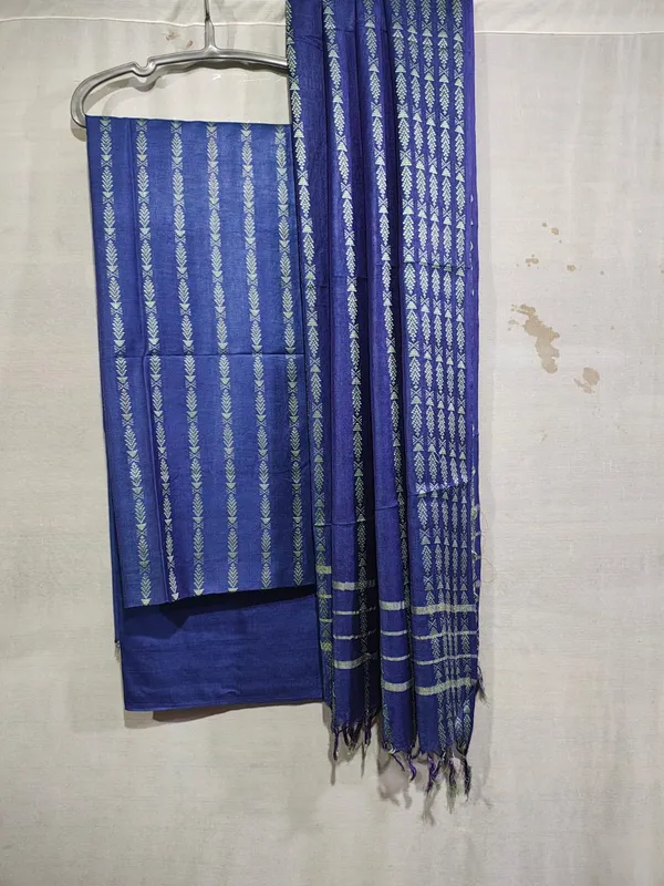 Hand_Weaving_Design_Suit_Piece_Set_Semi_Tussar_Silk_Material_(Dry_Clean_Only)