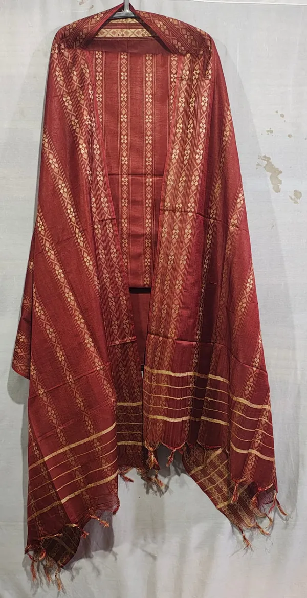 Hand_Weaving_Design_Suit_Piece_Set_Semi_Tussar_Silk_Material_(Dry_Clean_Only)