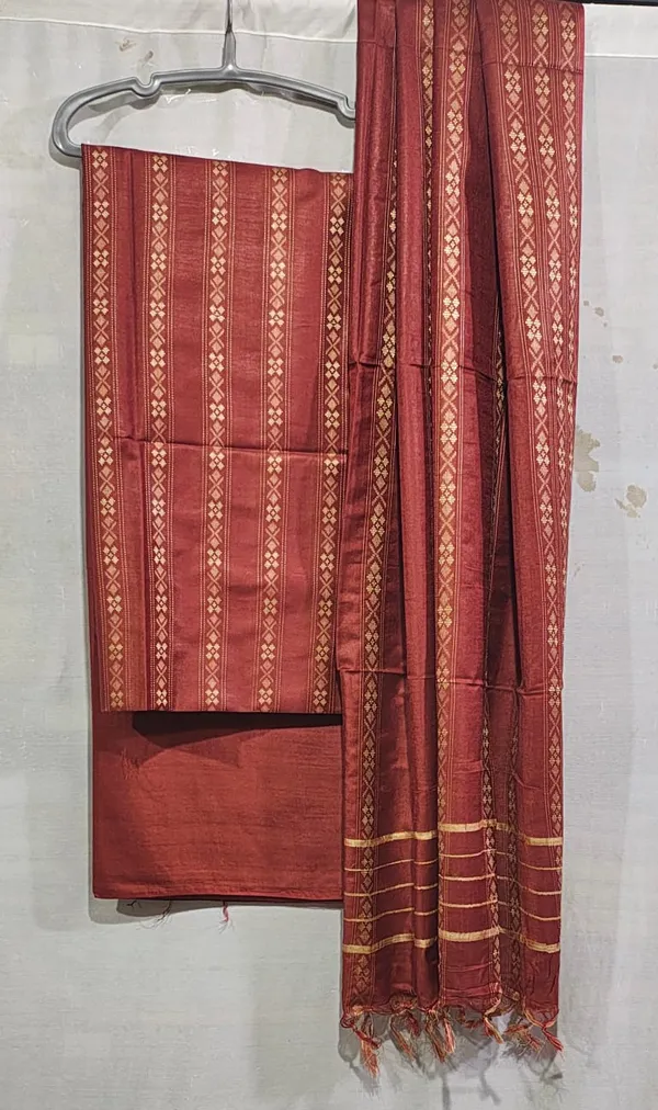 Hand_Weaving_Design_Suit_Piece_Set_Semi_Tussar_Silk_Material_(Dry_Clean_Only)