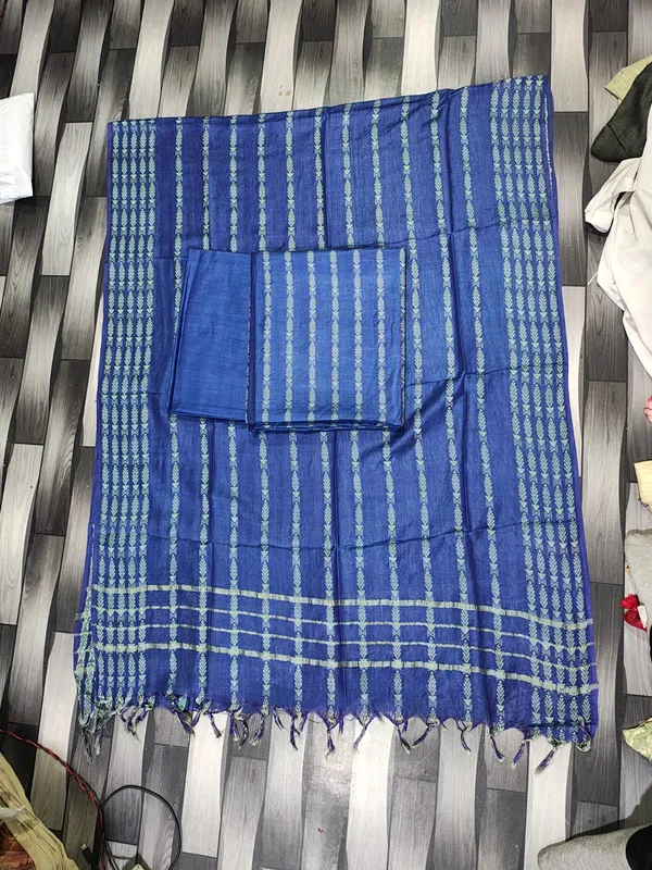 Hand_Weaving_Design_Suit_Piece_Set_Semi_Tussar_Silk_Material_(Dry_Clean_Only)
