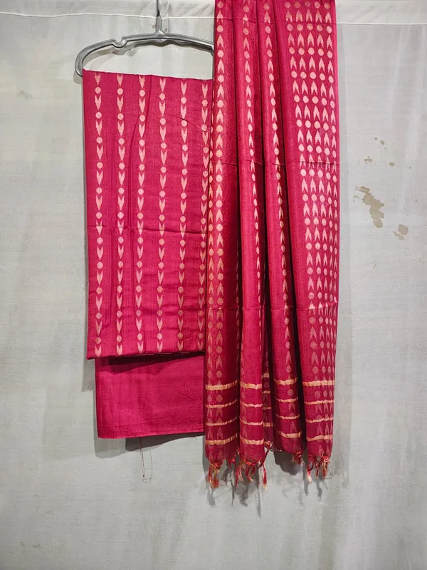 Hand_Weaving_Design_Suit_Piece_Set_Semi_Tussar_Silk_Material_(Dry_Clean_Only)